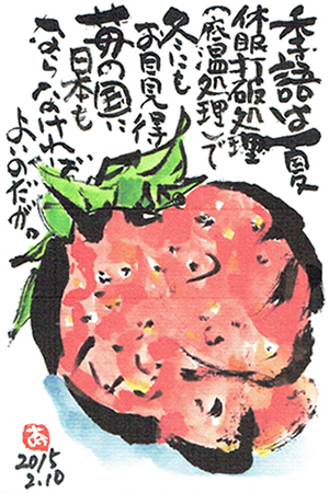 季語は夏。休眠打破処理（低温処理）で冬にもお目見得。苺の国に日本もならなければよいのだが。
