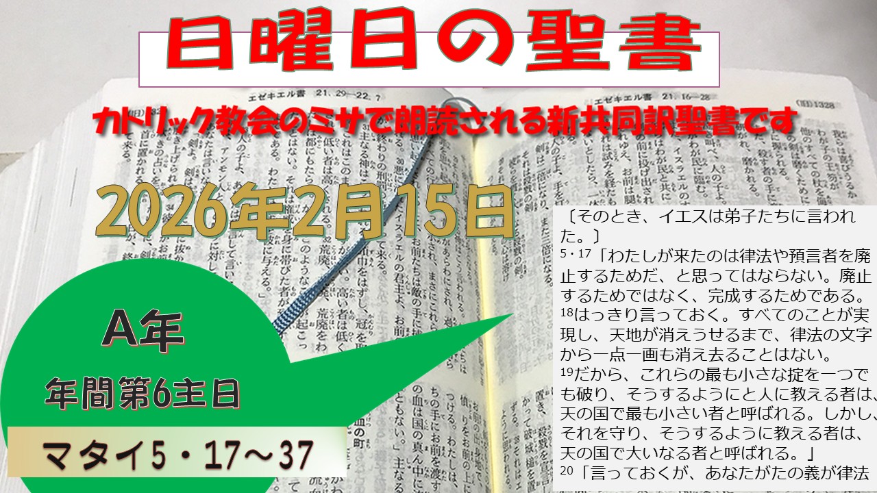 年間第6主日（A年）の聖書⇒2026/2/15